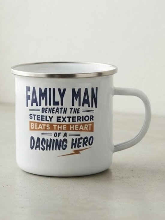 Top Guy Mugs Other - History & Heraldry Family Man Enamel Camp Coffee Mug 14 oz Dad Gift